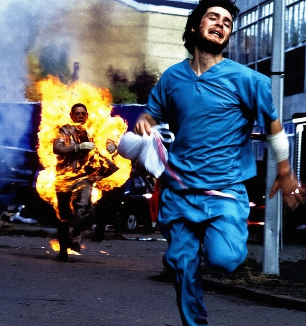 Кадр из фильма "28 дней спустя", 2002, DNA Films, UK Film Council
