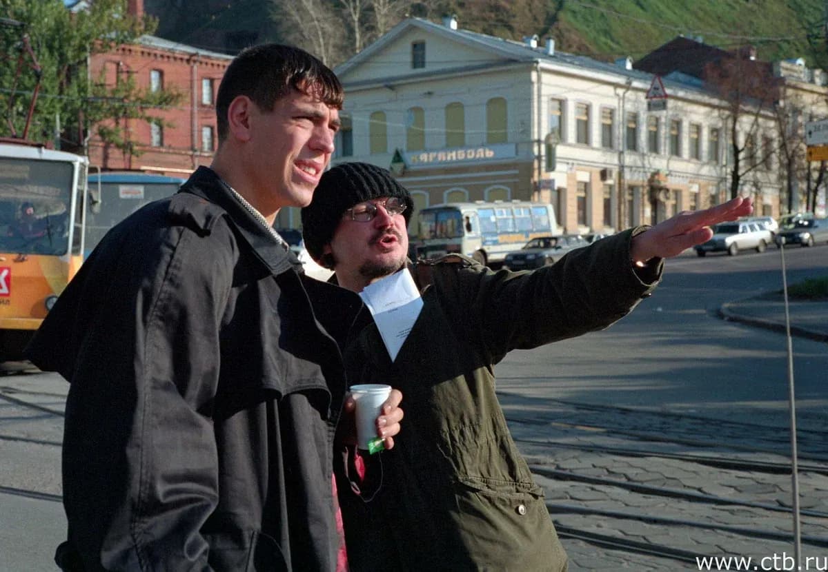 Алексей Балобанов и Дмитрий Дюжев во время съемок фильма «Жмурки»