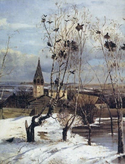 А. К. Саврасов. "Грачи прилетели", 1871 г. Холст, масло. Третьяковская галерея.