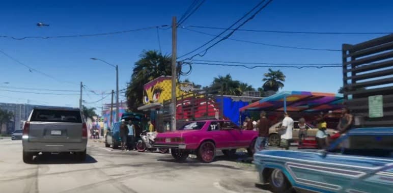 Воплощение Wynwood в трейлере GTA 6. Кадр из видео к игре GTA VI. 2023-2026, Rockstar Studios
