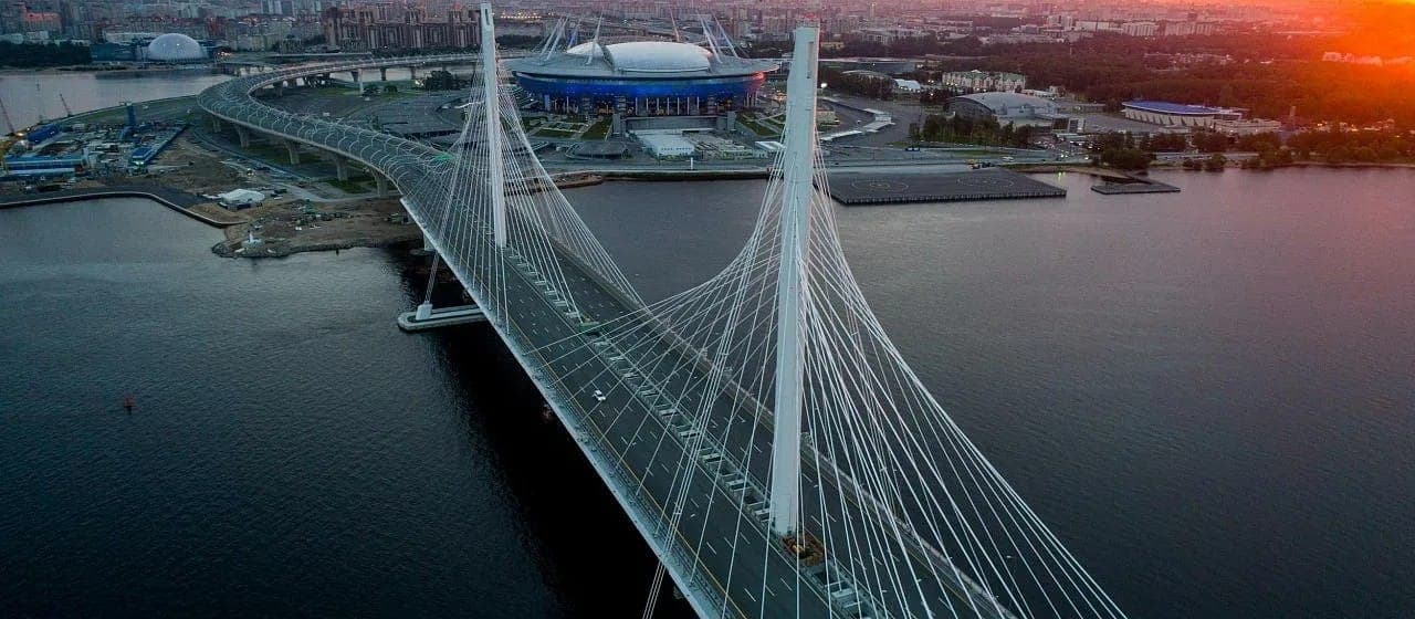 Вантовый мост Западного скоростного диаметра (ЗСД) в Петербурге. Фото: pond5.com