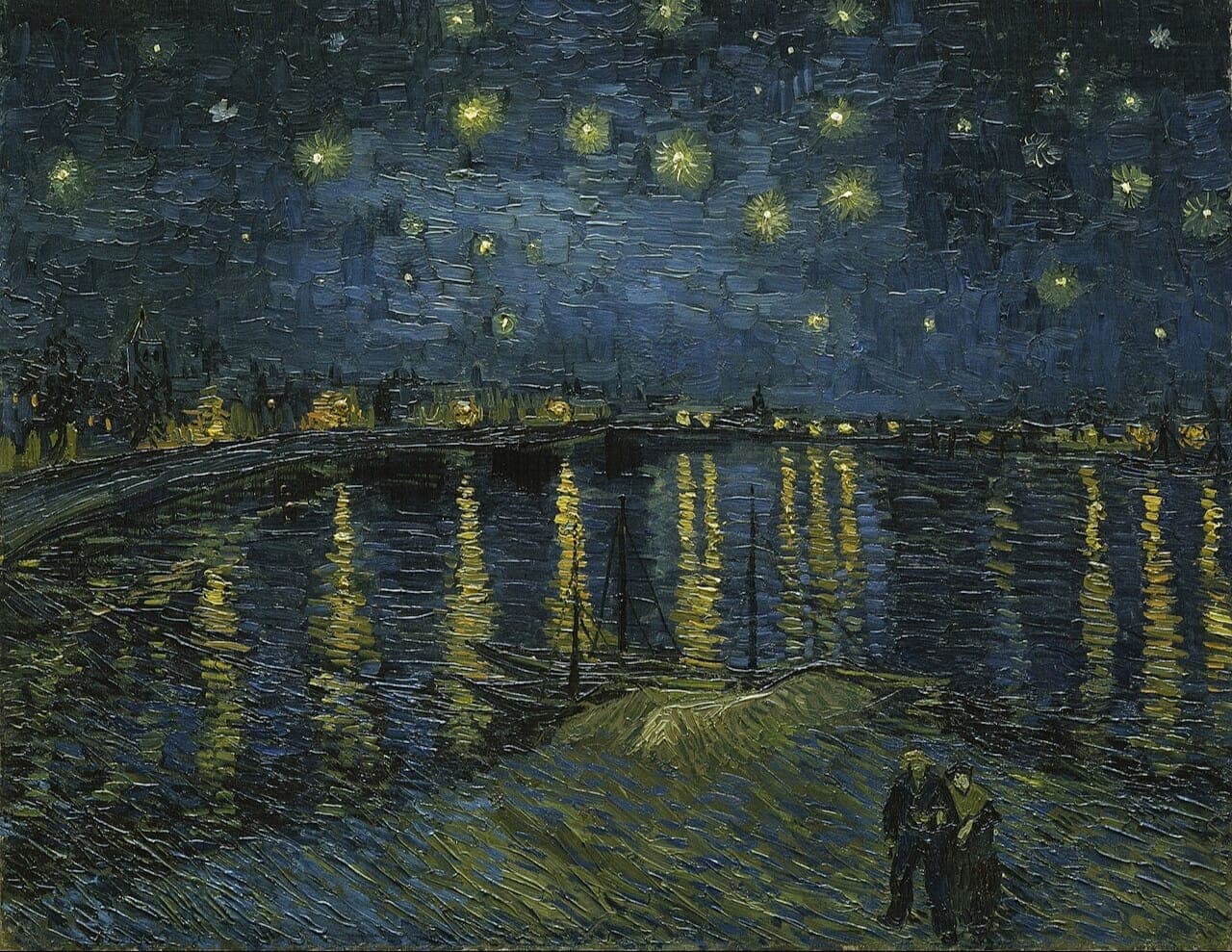 Картина "Звездная ночь над Роной", Винсент Ван Гог. Источник фото: uQE3XORhSK37Dw at Google Cultural Institute